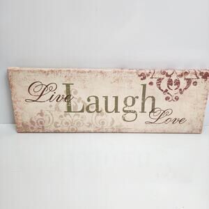 Live Laugh Love 19"x6" Rectangle Stretched Canvas Over Frame Red Gold Wall Decor